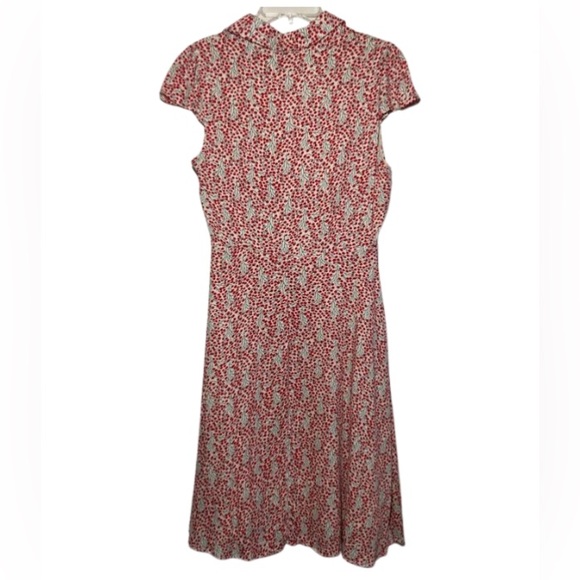 Lemisee! Australia Cotton Dress With Cap Sleeves V-Neck Collar Lined Size 4 - Picture 2 of 16